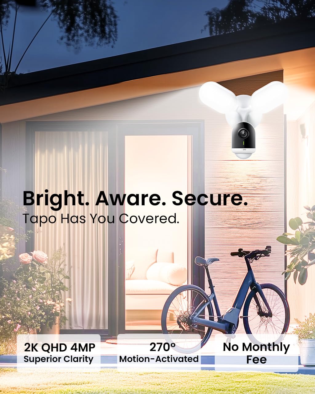 Tapo C216 2K 3MP Pan/Tilt Indoor Outdoor Security Camera Spotlights Camera