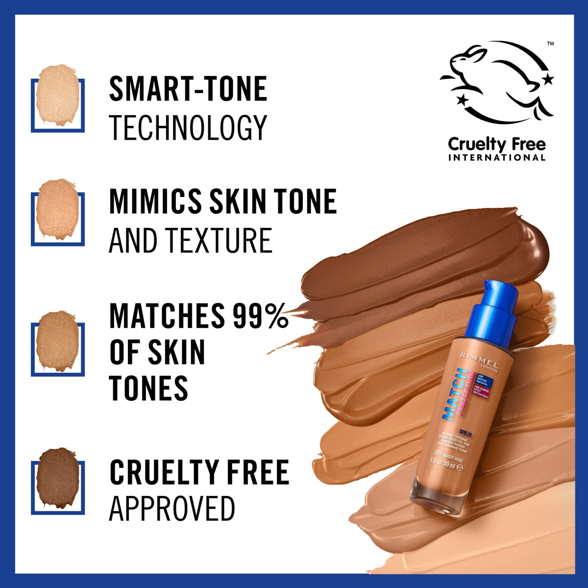 Rimmel London Match Perfection Foundation SPF20, 200 Soft Beige