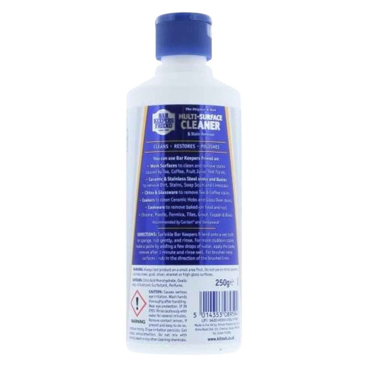 Bar Keepers Friend Original Stain Remover Powder 250g - Cleans, restores and polishes - Shifts limescale and soap scum - Suitable for a wide range of surfaces