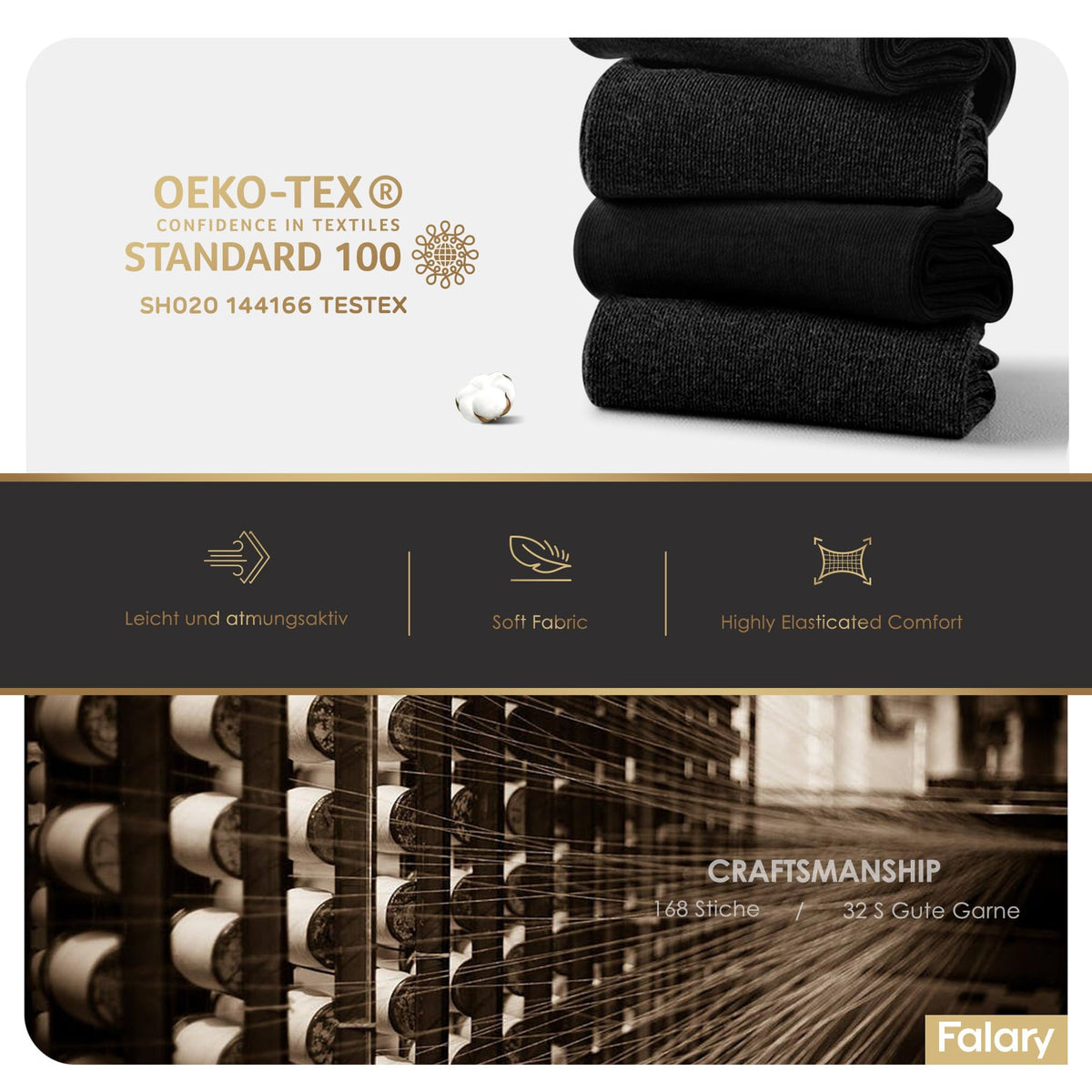 FALARY 12 Pairs Black Mens Socks, Plain Cotton Socks for Men & Women