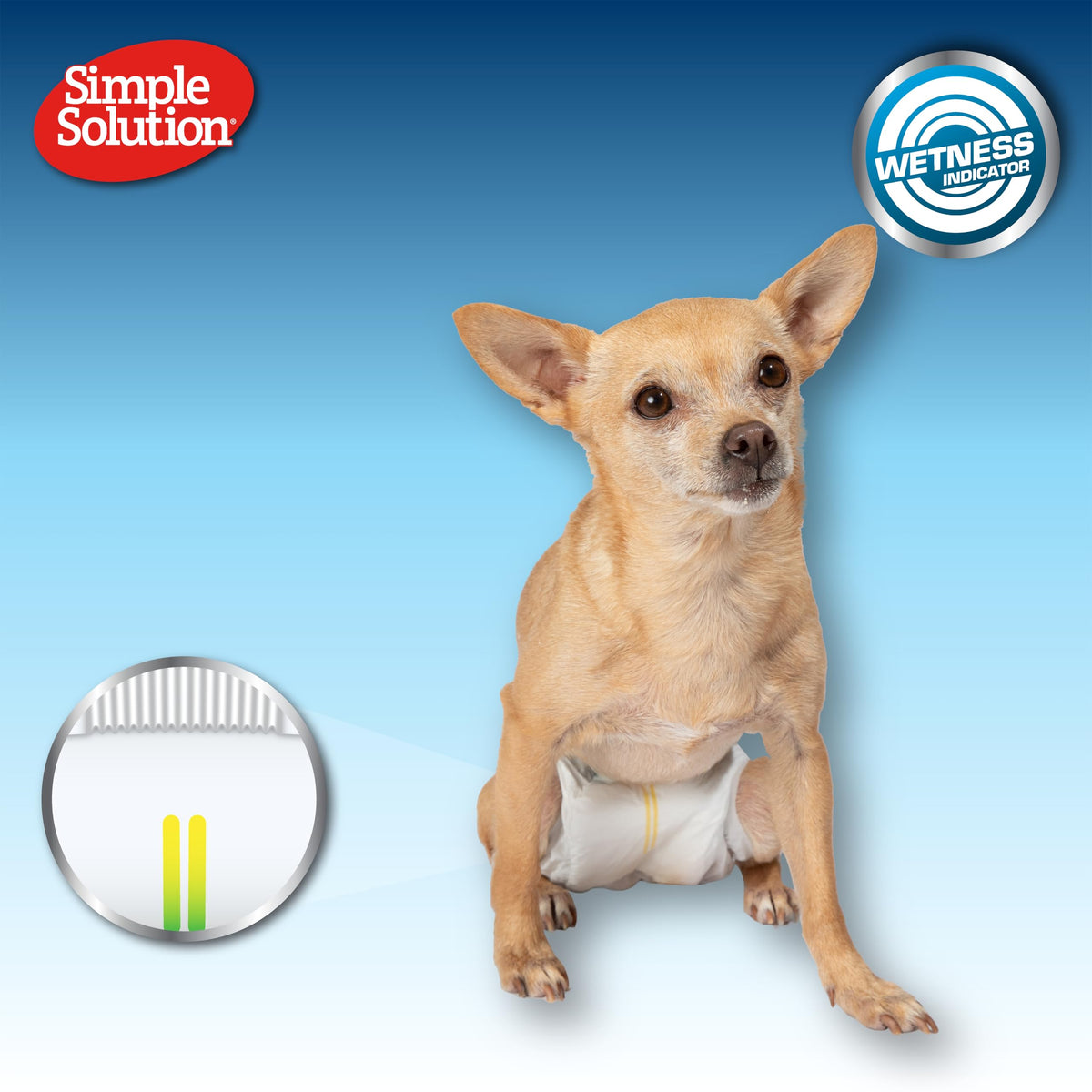 Simple Solution Disposable Dog Diapers for Female Dogs, Super Absorbent Leak-Proof Fit with Wetness Indicator for Excitable Urination, Incontinence or Females in Heat - 12 Pack