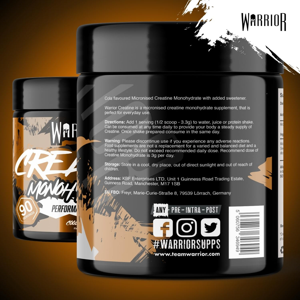 Warrior Creatine Monohydrate Powder 500g Pure Micronised (166 Servings)