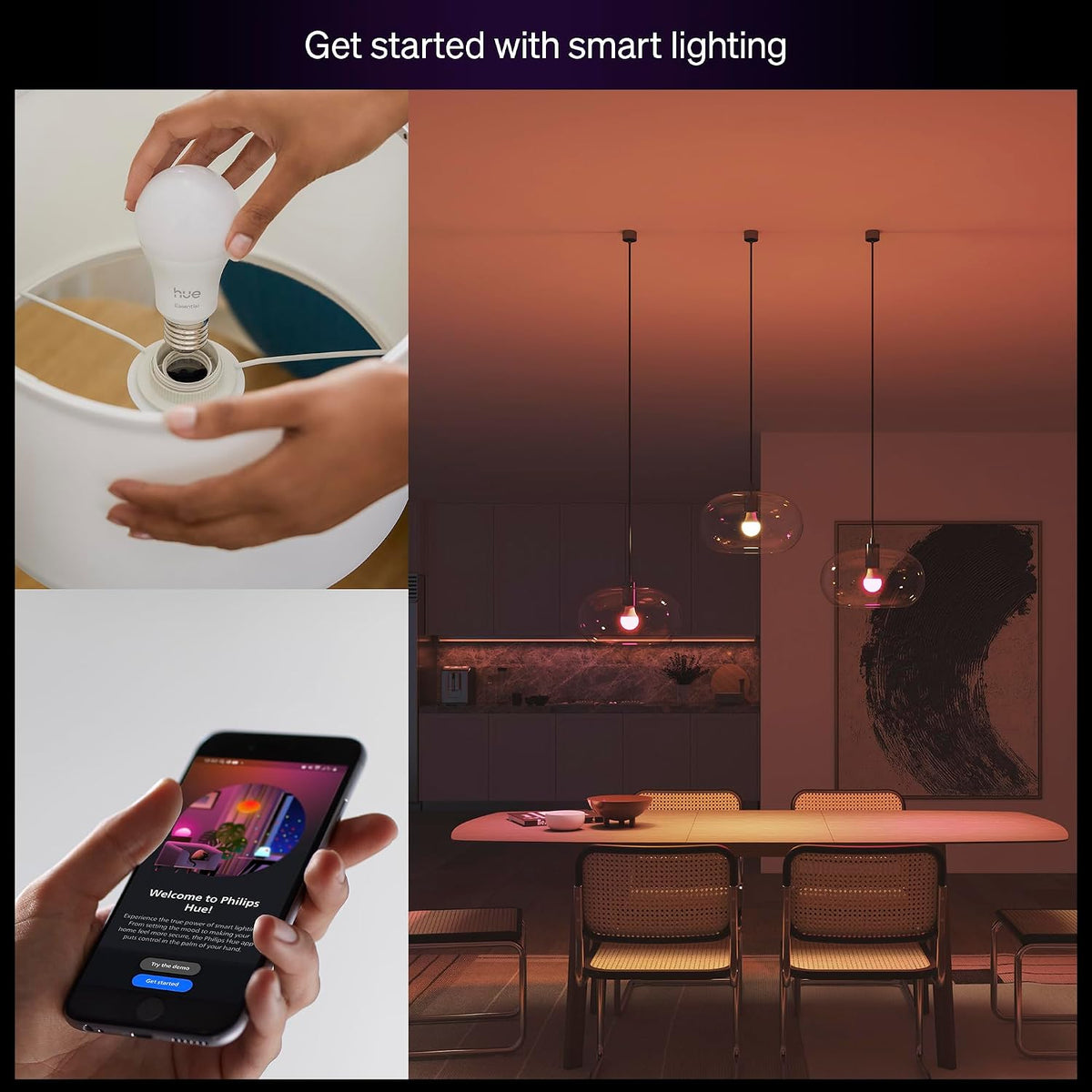 Philips Hue Essential Smart A60 LED Bulb, E27, B22 Bulb, 1 Pack