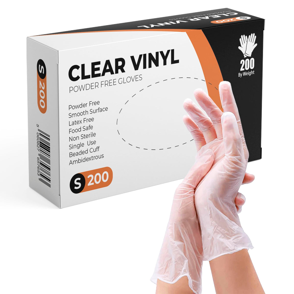 Clear Vinyl Gloves, 100 Count, Clear Disposable Gloves (100, Medium)