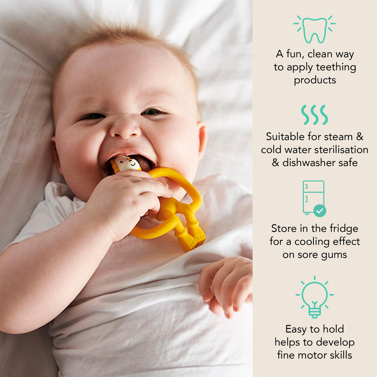 Matchstick Monkey, Antimicrobial Silicone Teether & Gel Applicator, Easy To Grip, BPA Free, 3 Months Old+, 11 cm, Gigi Giraffe, Pack of 1