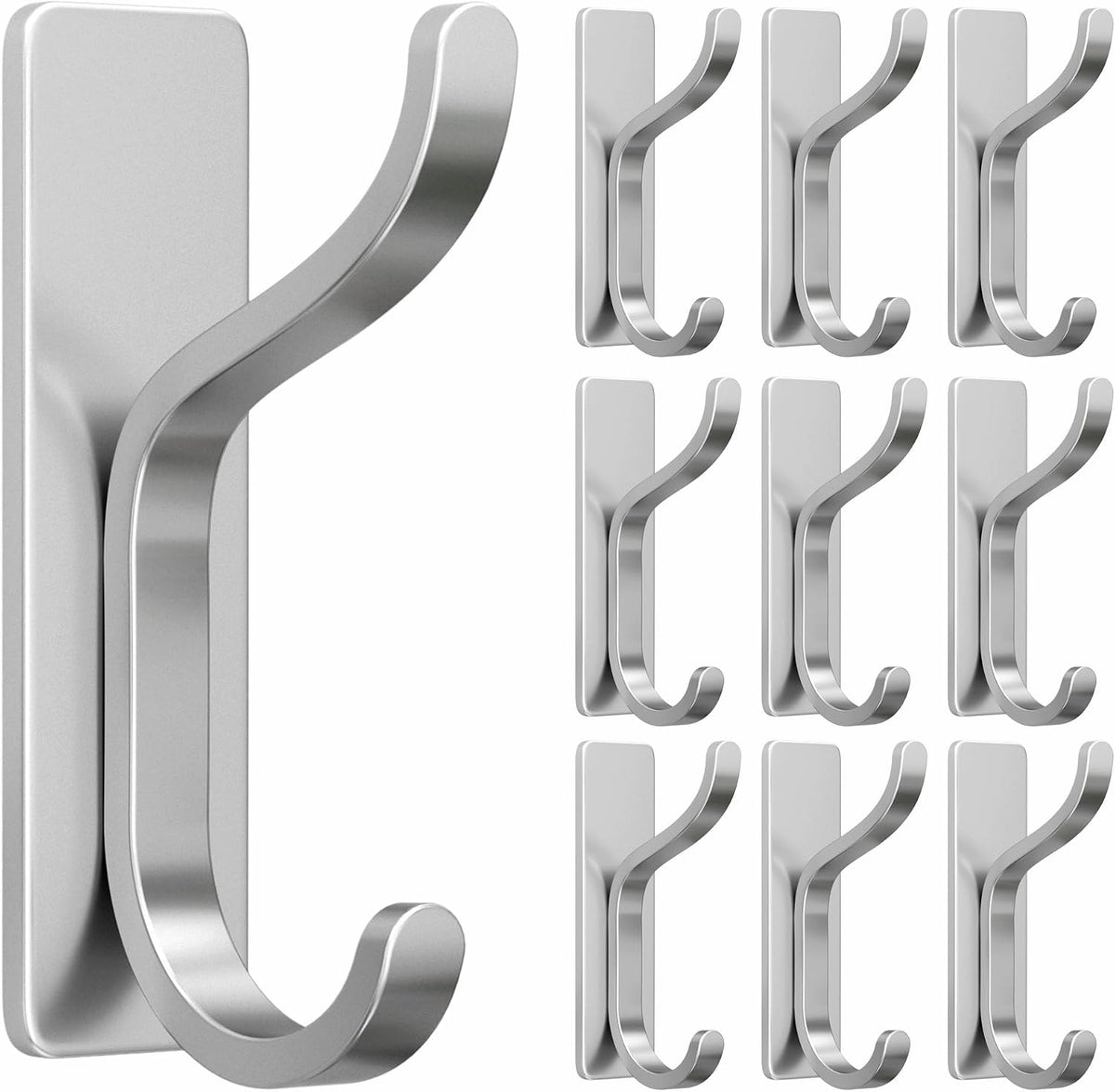 pickpiff Self Adhesive Hooks for Coat,8KG Stick-On Wall Hooks, Black 4 Pack