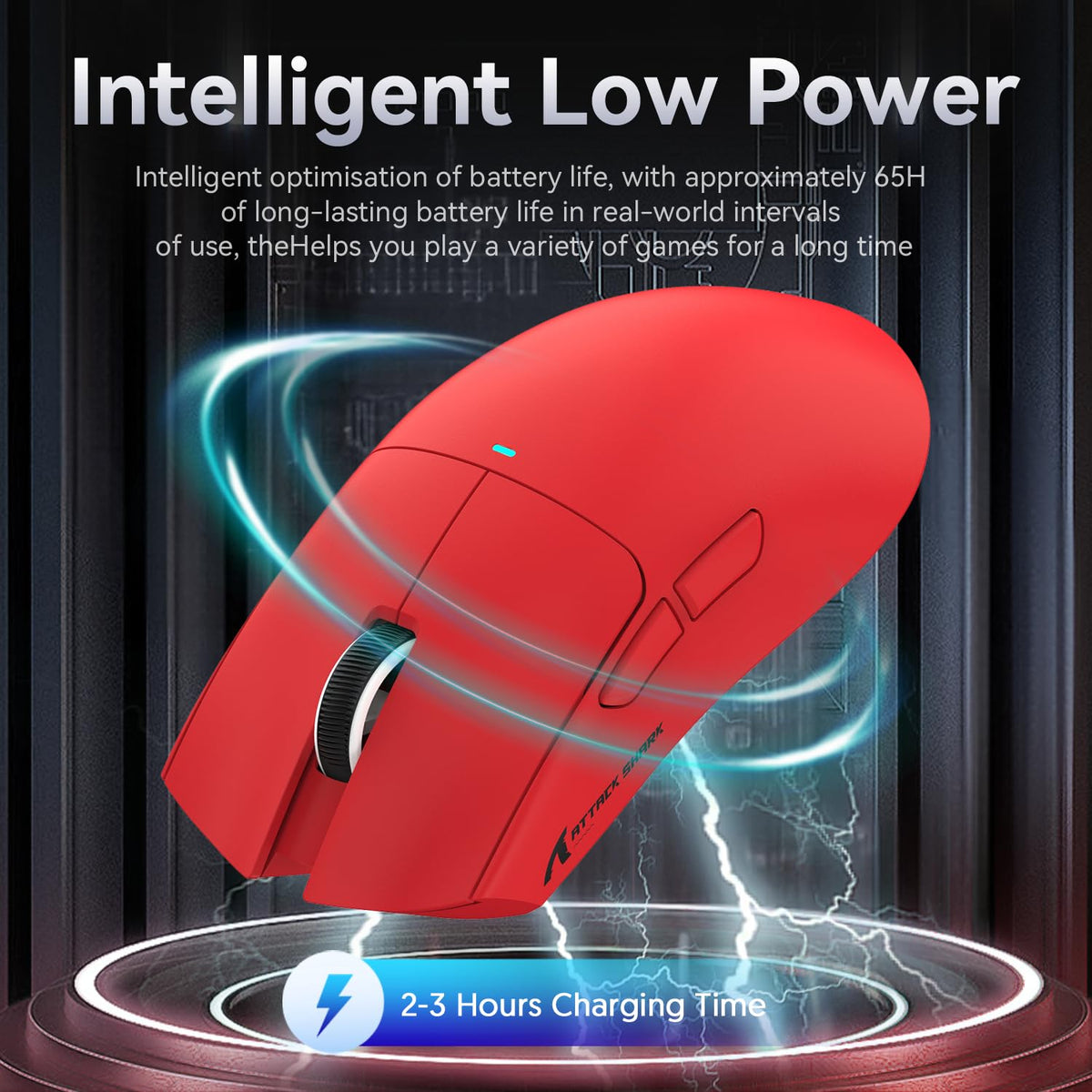 ATTACK SHARK X11 Gaming Mouse with Magnetic Charging Dock, PixArt PAW3311 Gaming Sensor, BT/2.4G Wireless/Wired Gaming Mouse with Mouse Grip Tape, 22000 DPI, Gamer Mice for Win11/Xbox/PS/Mac (Red)