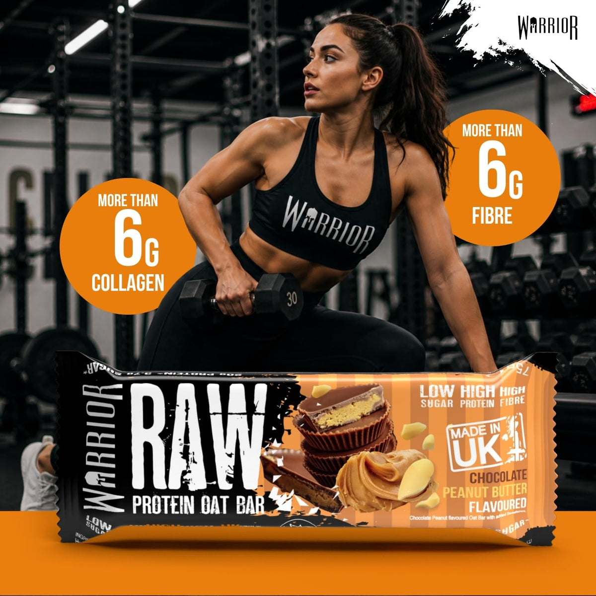 Warrior RAW Protein Bars 12 x 75g High Protein Oat Flapjack Snack