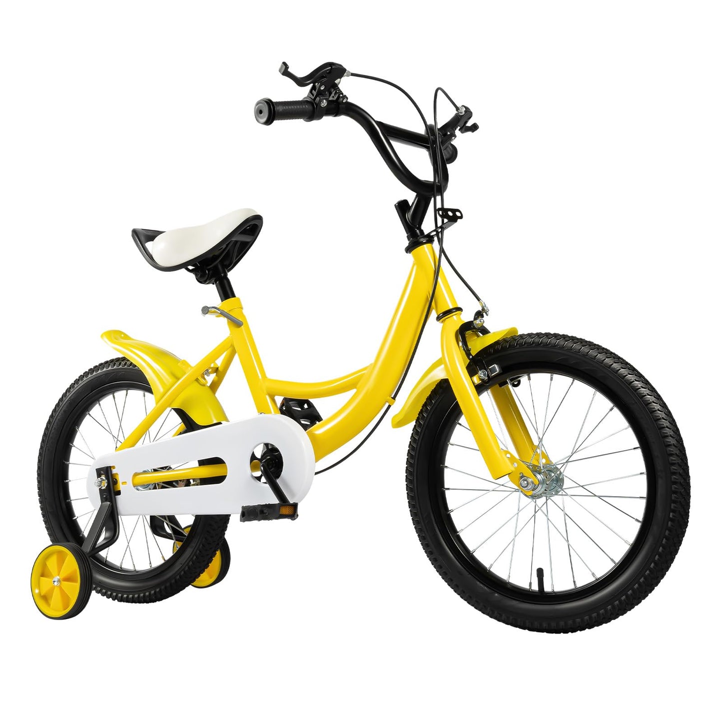 16 Inch Kids Bike with Training Wheels | For Boys & Girls Ages 5-8 | Dual Hand Brakes, Mudguards, Carbon Steel Frame Children's Bicycle