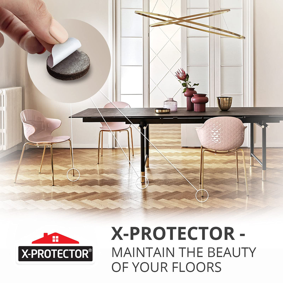 Chair Pads Floor Protectors X-PROTECTOR 48 PCS 25mm - Felt Furniture Pads