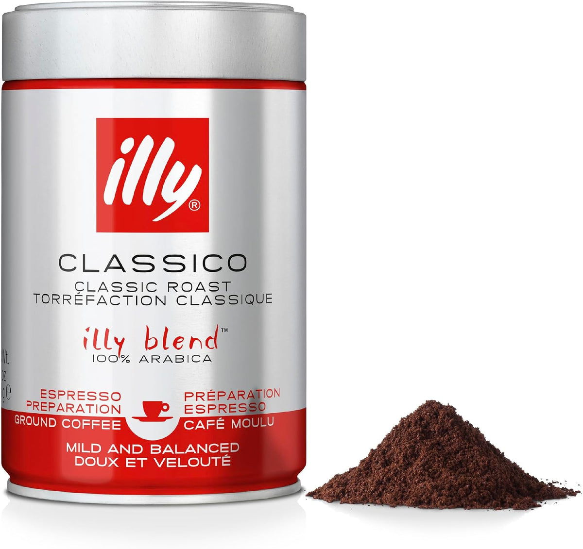 illy Classico Ground Coffee for Espresso, Moka Pot, Cafetiere 250g