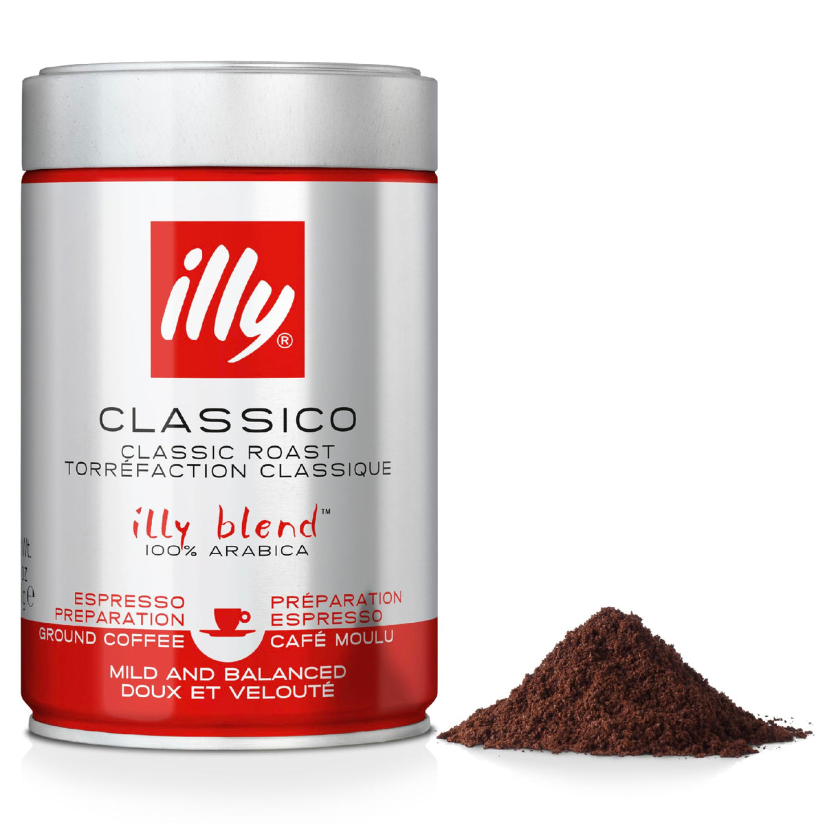 illy Classico Ground Coffee for Espresso, Moka Pot, Cafetiere 250g