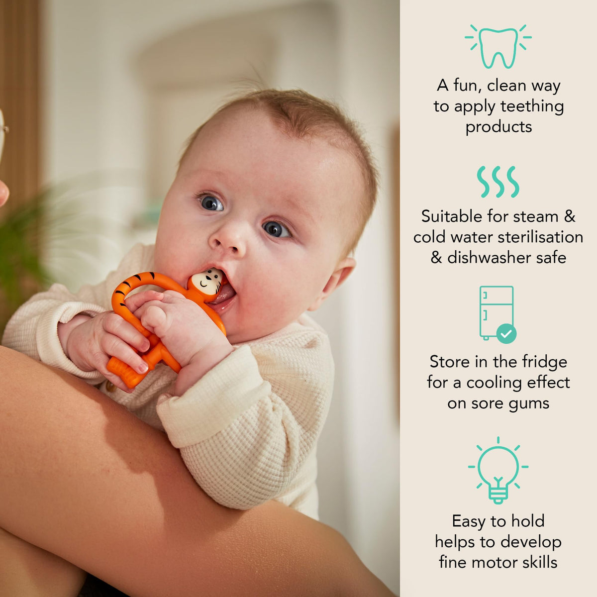 Matchstick Monkey, Antimicrobial Silicone Teether & Gel Applicator, Easy To Grip, BPA Free, 3 Months Old+, 11 cm, Gigi Giraffe, Pack of 1