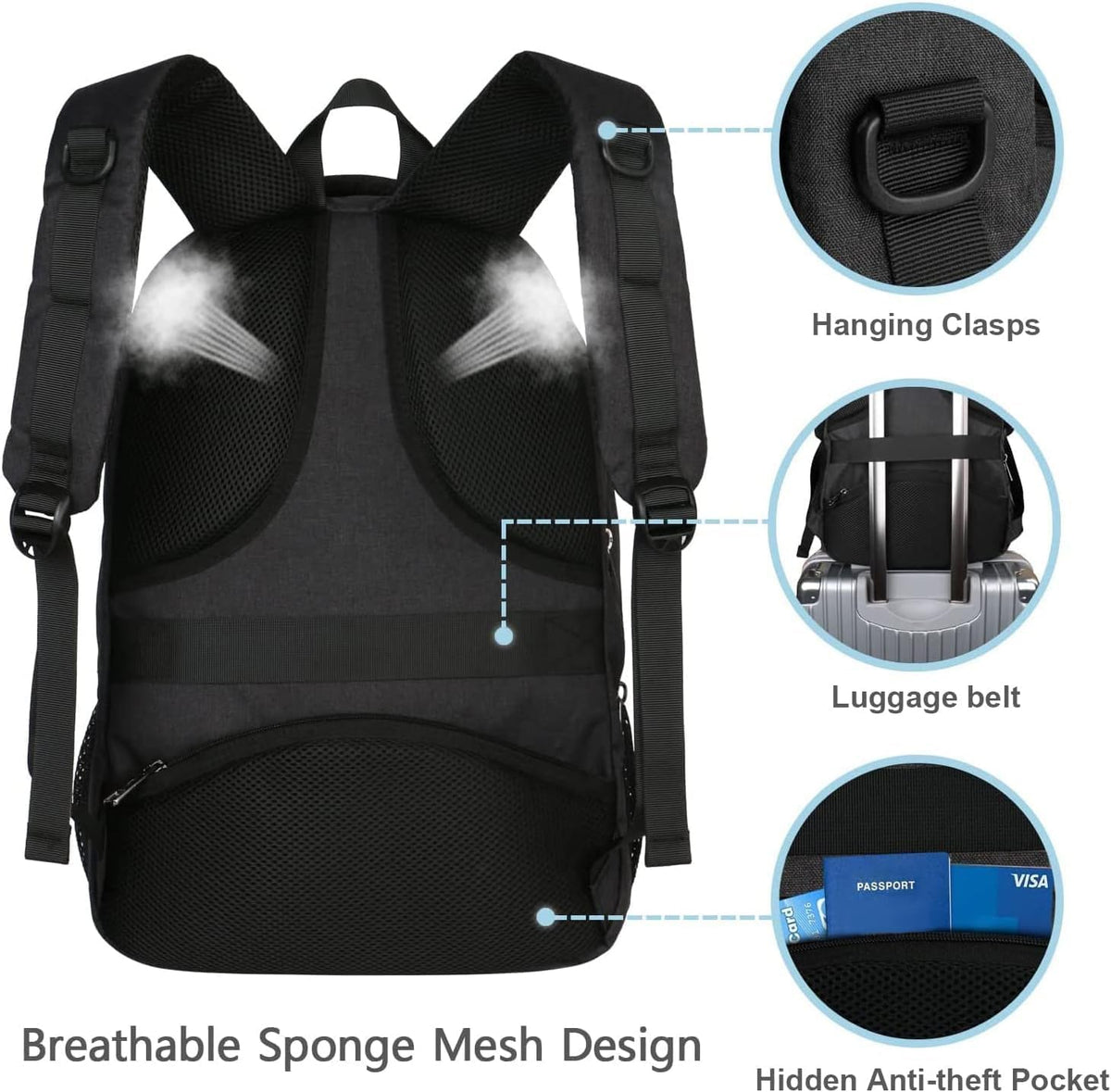 MATEIN Travel Laptop Backpack, Work Bag Laptop Bag, Rucksack for Men Work