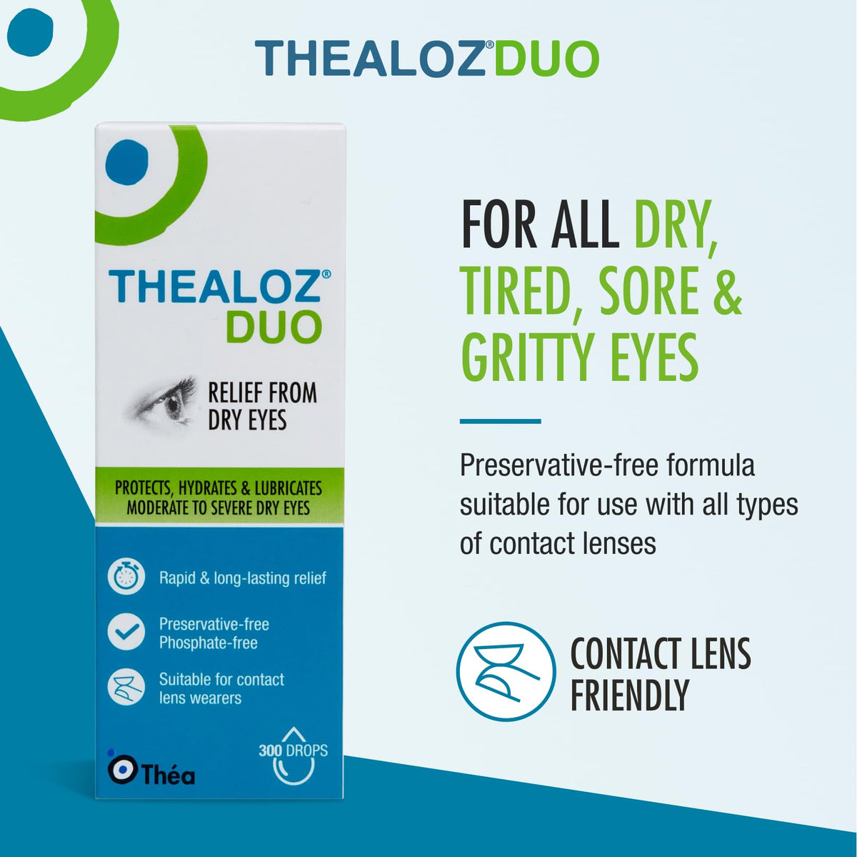 Thealoz Duo Dry Eye Drops, Preservative-Free Dry Eye Relief, 10ml