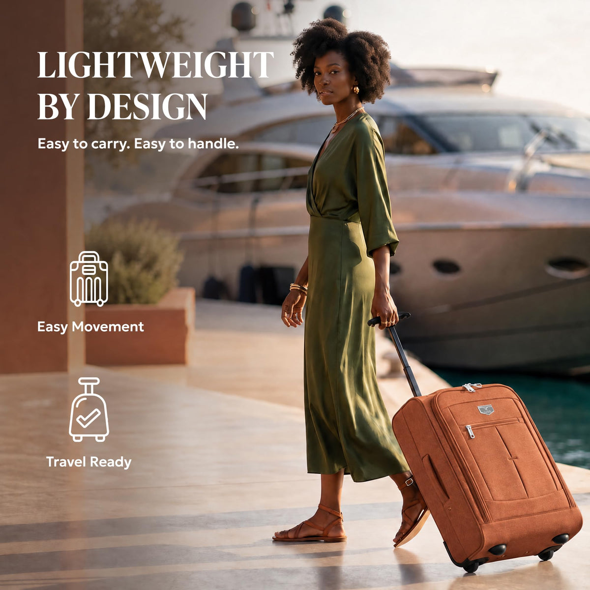 LUGG Lightweight Cabin Luggage, 600D Polyester, Solid Wheels, 45x36x20cm