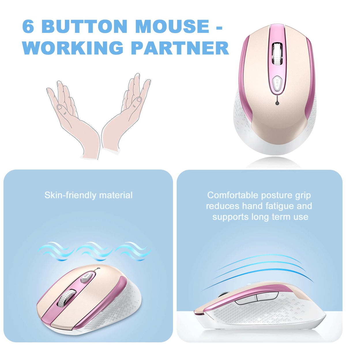 cimetech Wireless Mouse for Laptop, Portable Slim Silent Design for Left & Right Hand Users, Storable Nano Receiver, 800-1600 DPI, 2.4G Compact Computer Mice for MacBook, PC, Windows, Chromebook