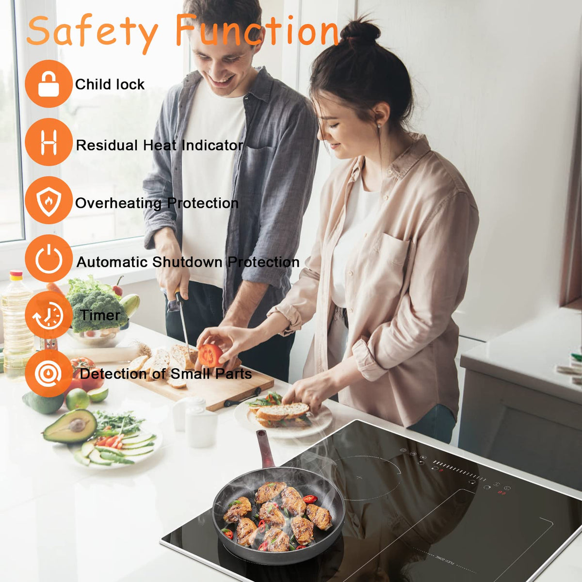 Hobsir Induction Hob with Flex Zone, Built-in Electric Hob 4 Burners 60 cm
