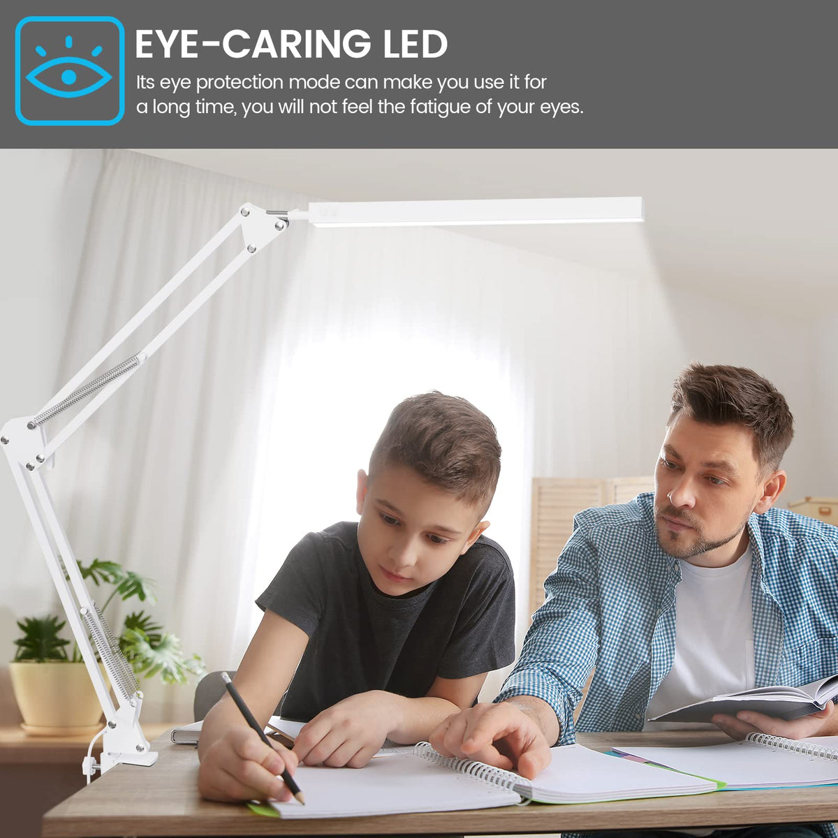 SKYLEO LED Desk Lamp with Clip and Base - Eye Protection Desk Lamps Black