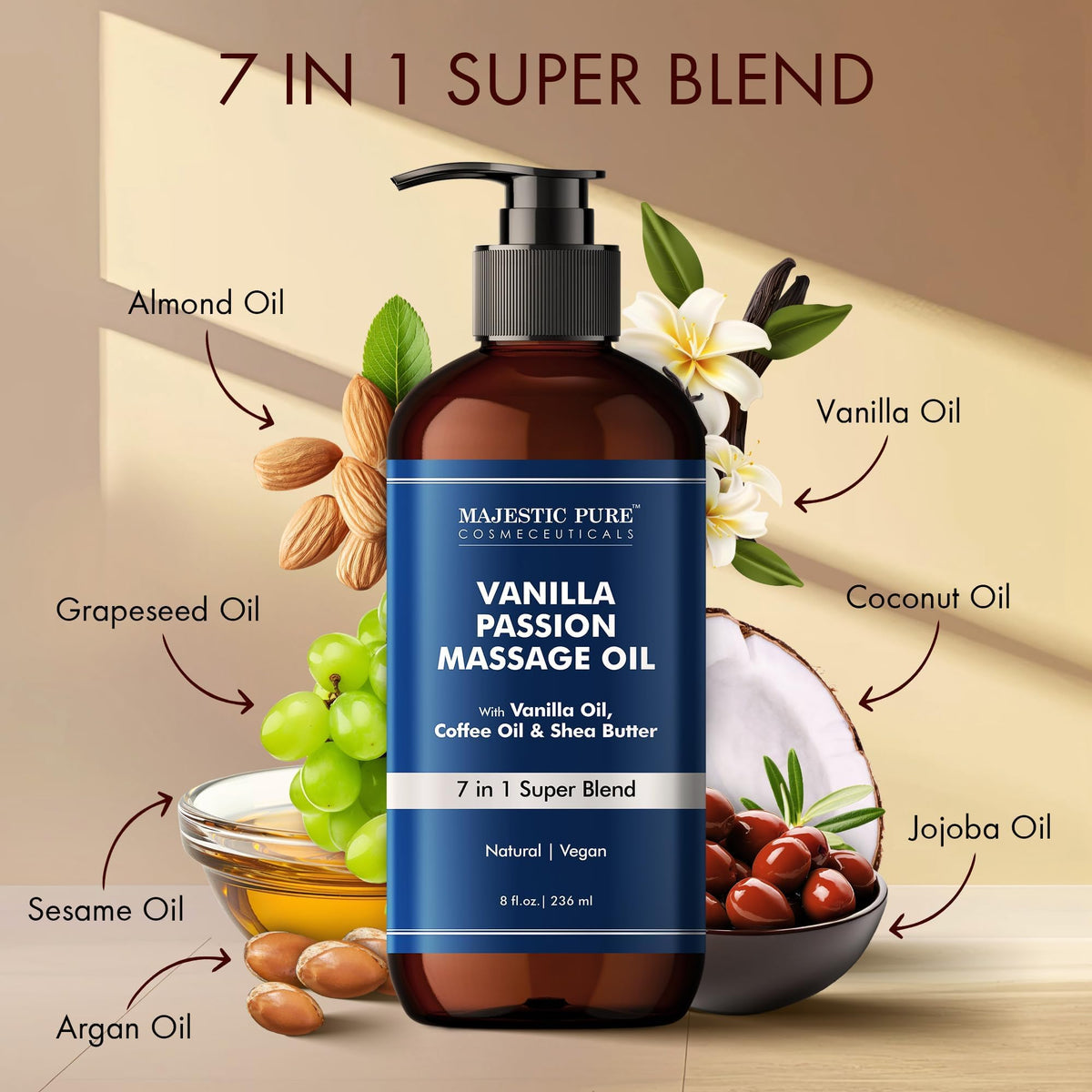 Majestic Pure Vitamin E Oil 100% Pure and Natural Oil - 236 ml