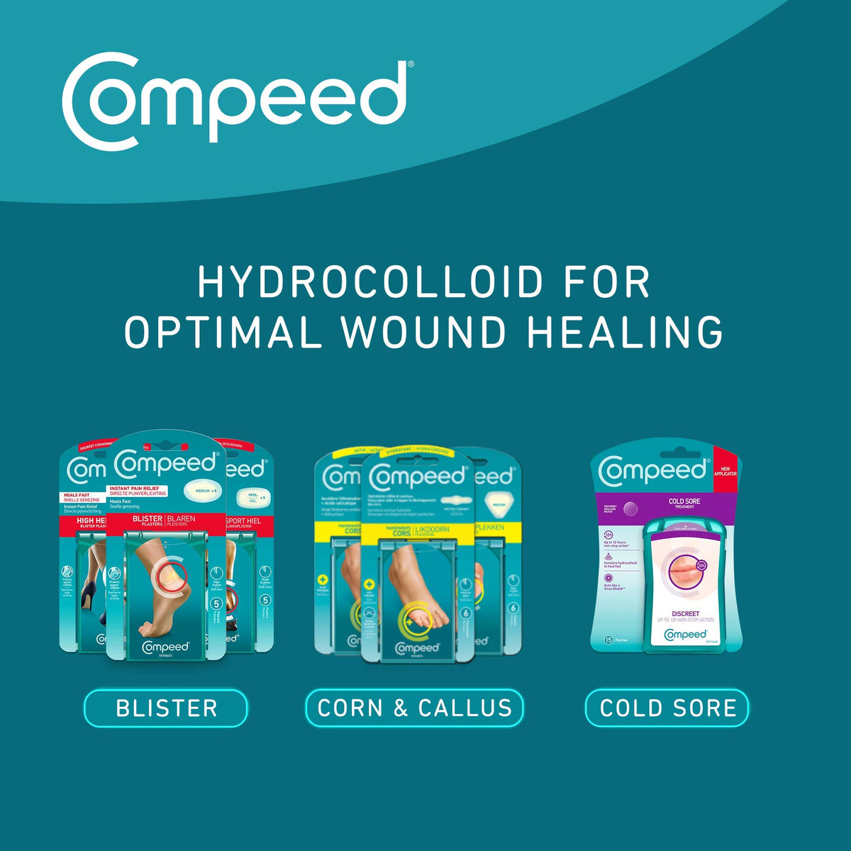 Compeed Medium Blister Plasters, Hydrocolloid, Pack of 12