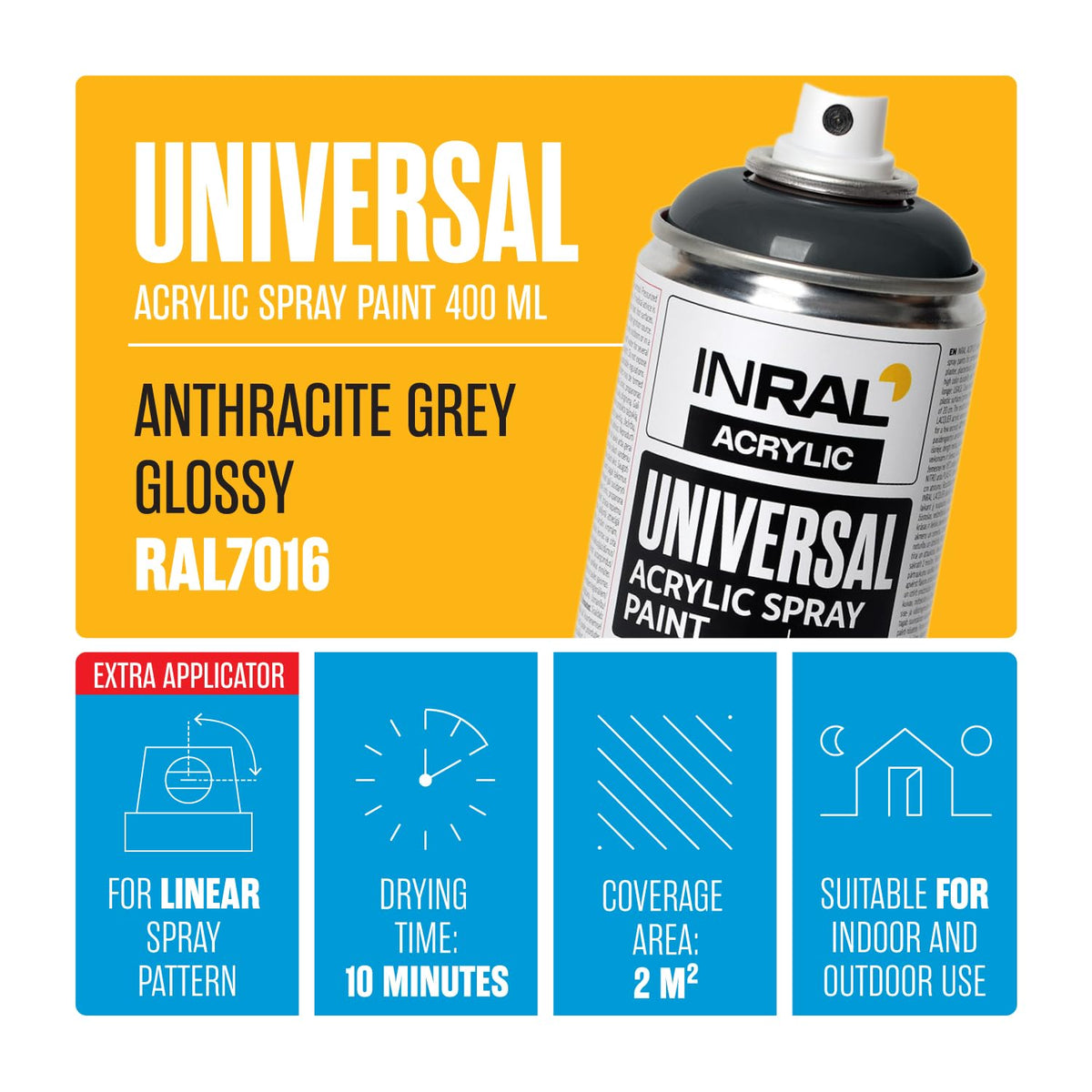 Acrylic Spray Paint Pure White Matt RAL9010 [400ml] – Universal Spray for Metal, Plastic, Wood & Stone – High-Coverage, UV & Rain Resistant – Indoor & Outdoor Use