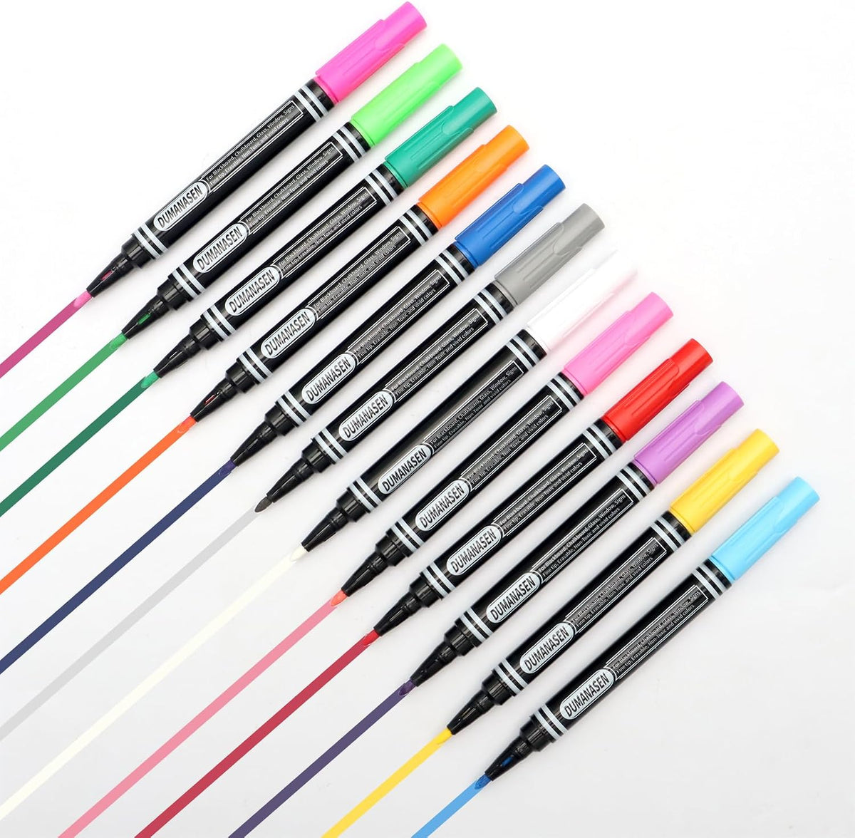 New Version 12pcs Chalk Pens for blackboard, Liquid Chalk pens for Chalkboard and Glass, Acrylic Calendar Planning Board, Whiteboard pens for Window Christmas Halloween, Chalk Pens 12 Pcs