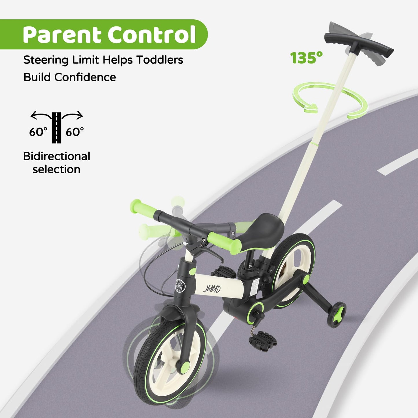 JMMD 6-in-1 Convertible Toddler Balance Bike to Pedal Bike — Ages 18 Months to 5 Years