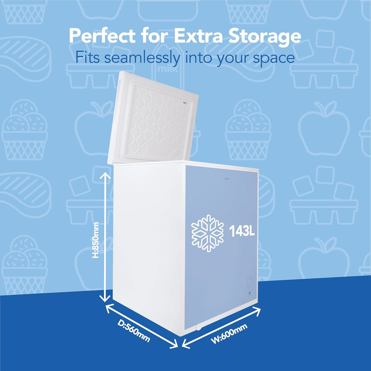 Igenix IGCF0198W Freestanding Chest Freezer, 198 Litre, White