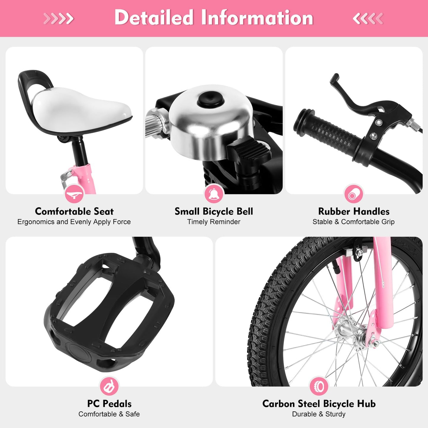 16 Inch Kids Bike with Training Wheels | For Boys & Girls Ages 5-8 | Dual Hand Brakes, Mudguards, Carbon Steel Frame Children's Bicycle