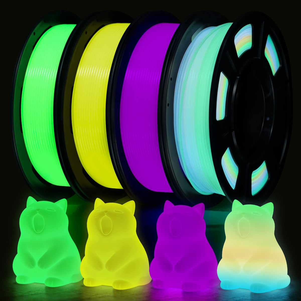 Reprapper 4X 250g Color Pack – Dual Color PLA Filament 1.75mm for 3D Printer & 3D Pen, Multicolour Filament, 4 x 250g Matte Red/Blue, Matte Purple/Green, Silk Red/Blue, and Silk Purple/Green