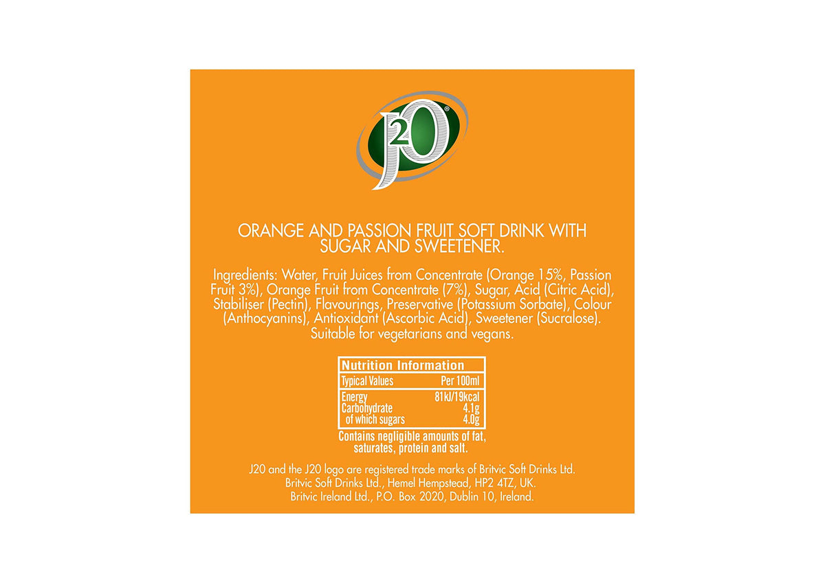 J2O Orange & Passionfruit Juice Blend | 250ml Can | 12 Pack