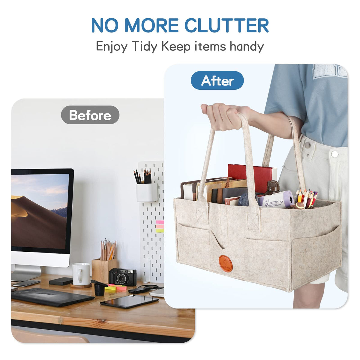 Maliton Nappy Caddy Organiser with 8 Pockets & Removable Dividers (Khaki)