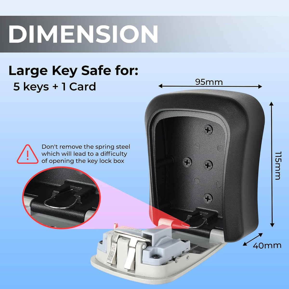Double Dragon 4-Digit Wall-Mounted Key Lock Box with Zinc Alloy Dial (Black)