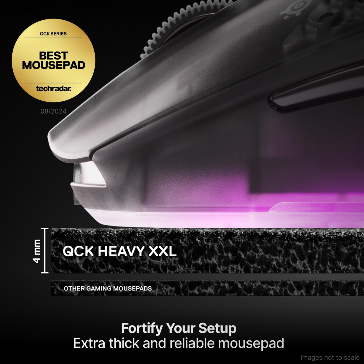 SteelSeries QcK Edge Cloth Gaming Mouse Pad - Never-fray Stitched Edges - Optimized For Gaming Sensors - Size L (450 x 400 x 2mm) - Black
