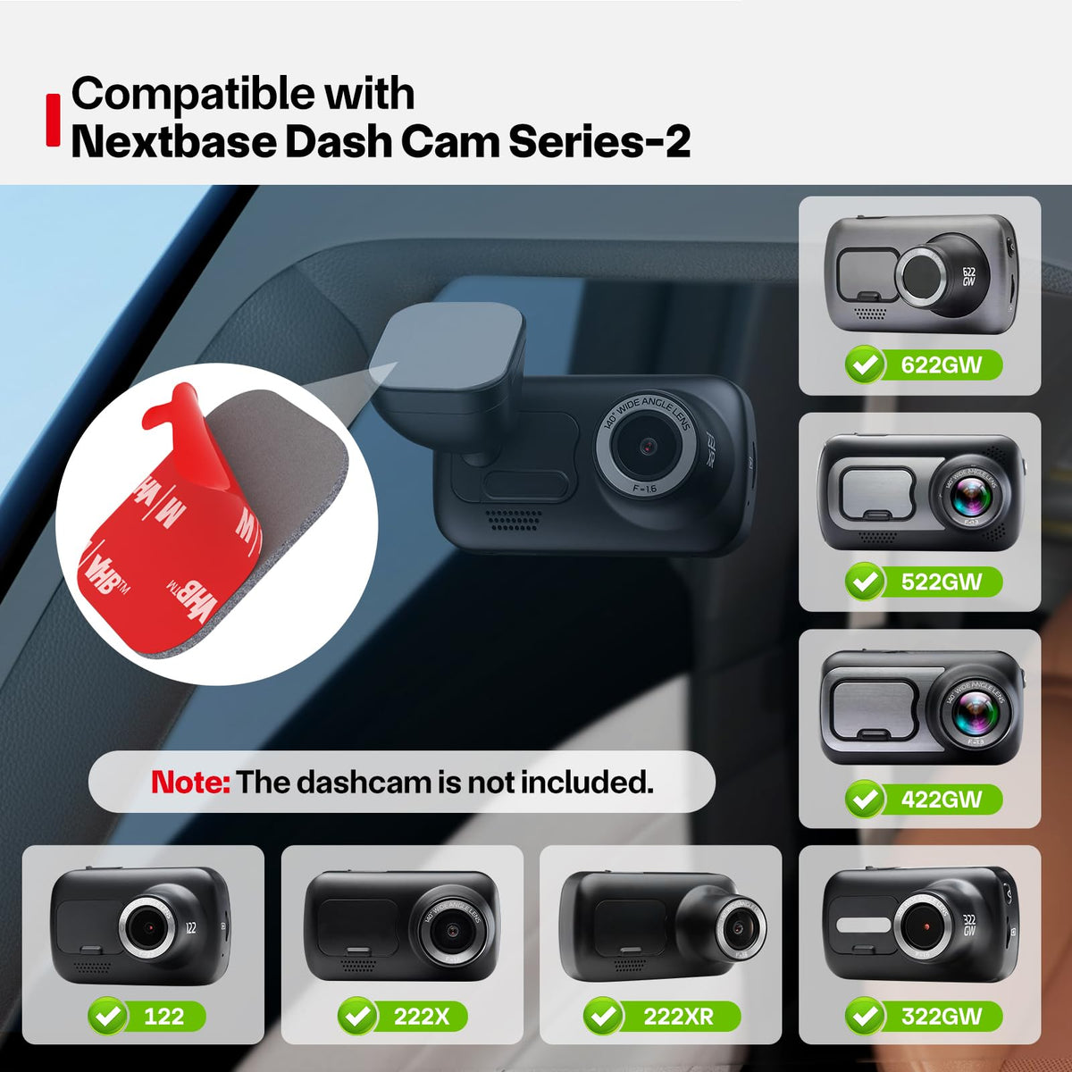 Dash Cam Sticky Pads, 6Pcs Dash Cam Mount Adhesive Pads, Double Sided Sticky Pads for Dashcam GoPro Car Camera Action Camera, Dashcam Sticky Pad for Windscreen & Dashboard, Cuttable Adhesive, 56mm