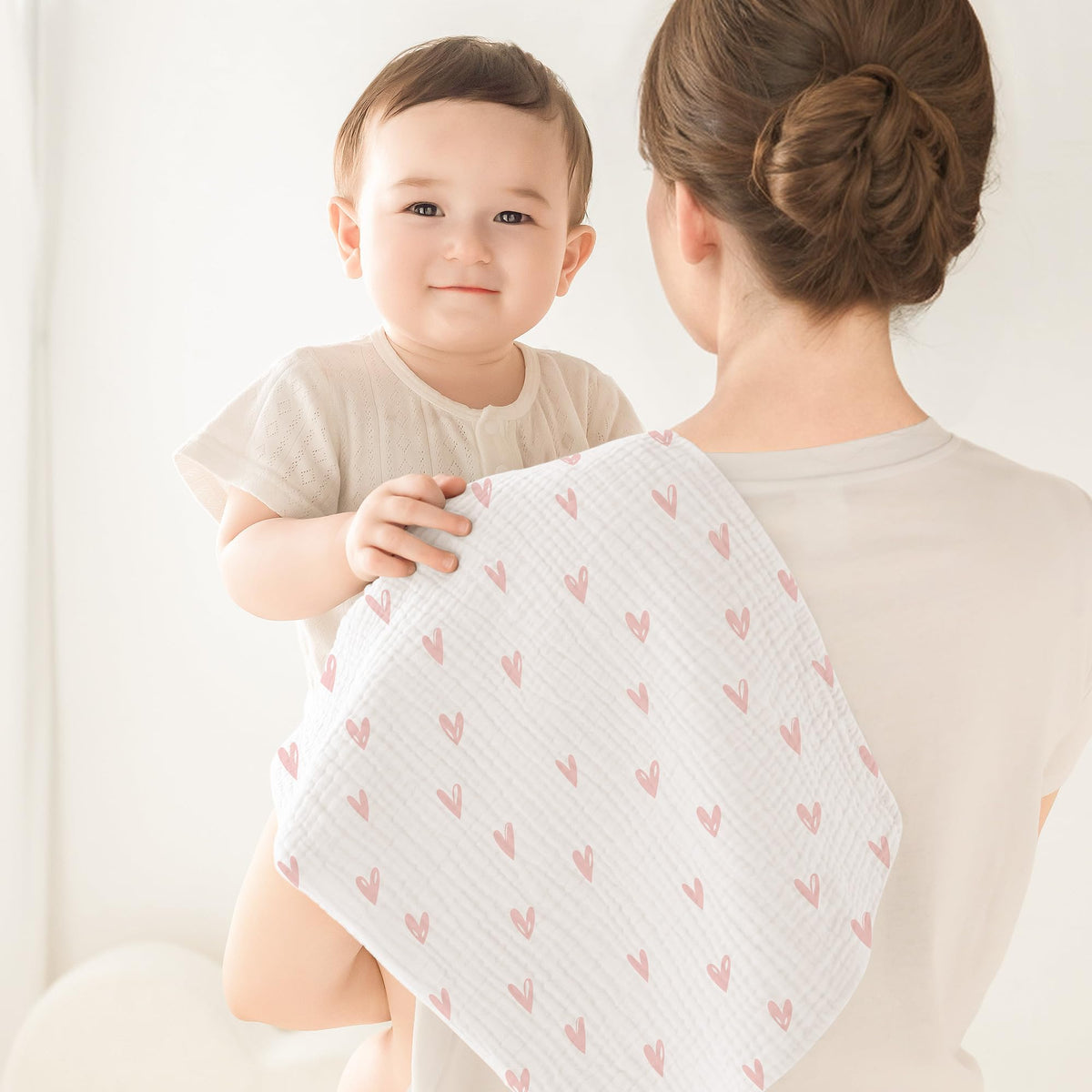 Susurration Muslin Cloths for Baby, 100% Cotton Baby Muslin Squares Cloths for Newborn Boy and Girl, Soft, Breathable and Extremely Absorbent Baby Muslin Burp Cloths, 60 x 60 cm, 5 Pack