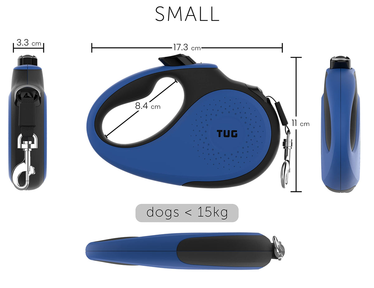 TUG 360° Tangle-Free Retractable Dog Lead for Up to 25 kg Dogs | 5 m Strong Nylon Tape | One-Handed Brake, Pause, Lock (Medium, White/Orange)