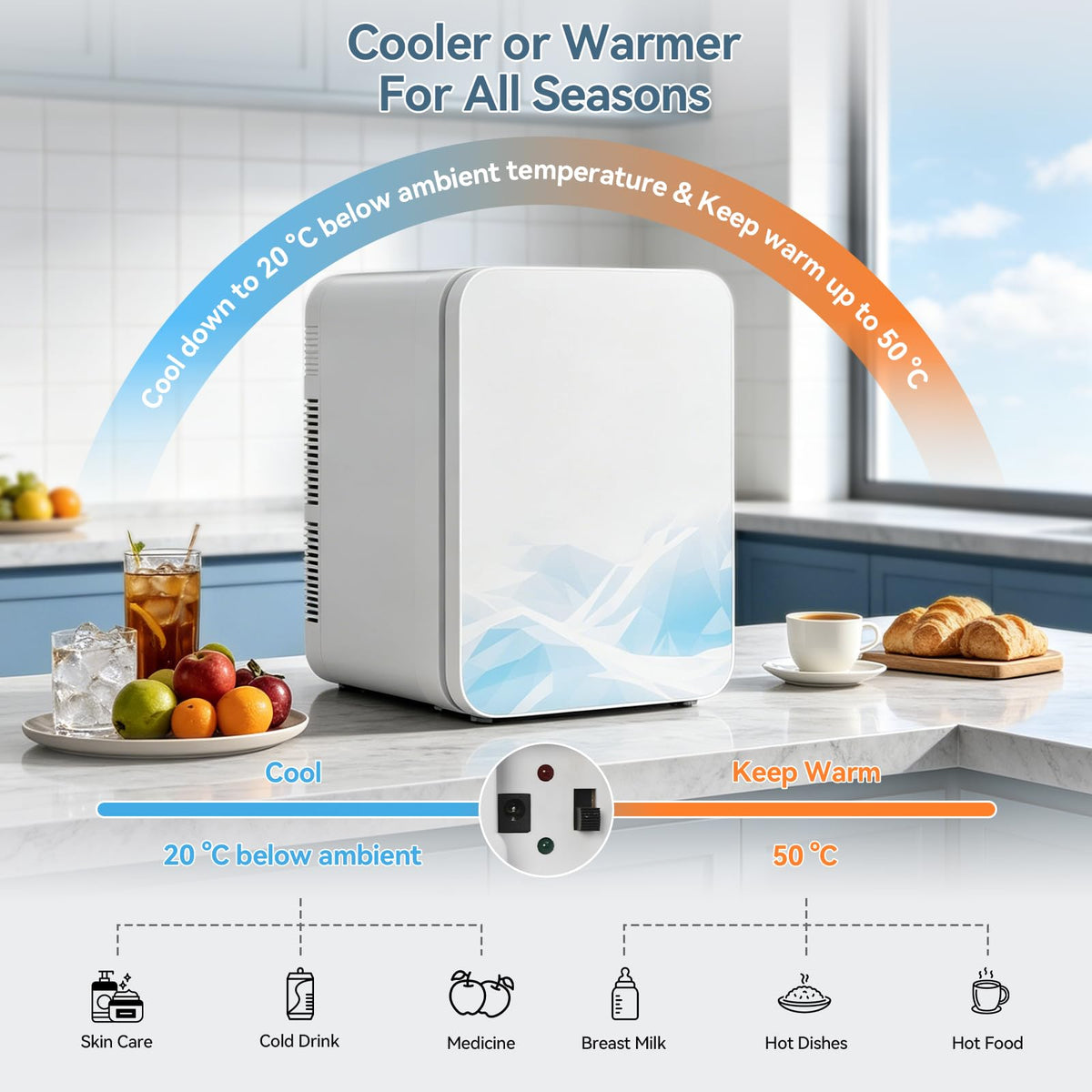 ARTETHYS Mini Fridge for Bedrooms, 20L Small Car Fridges