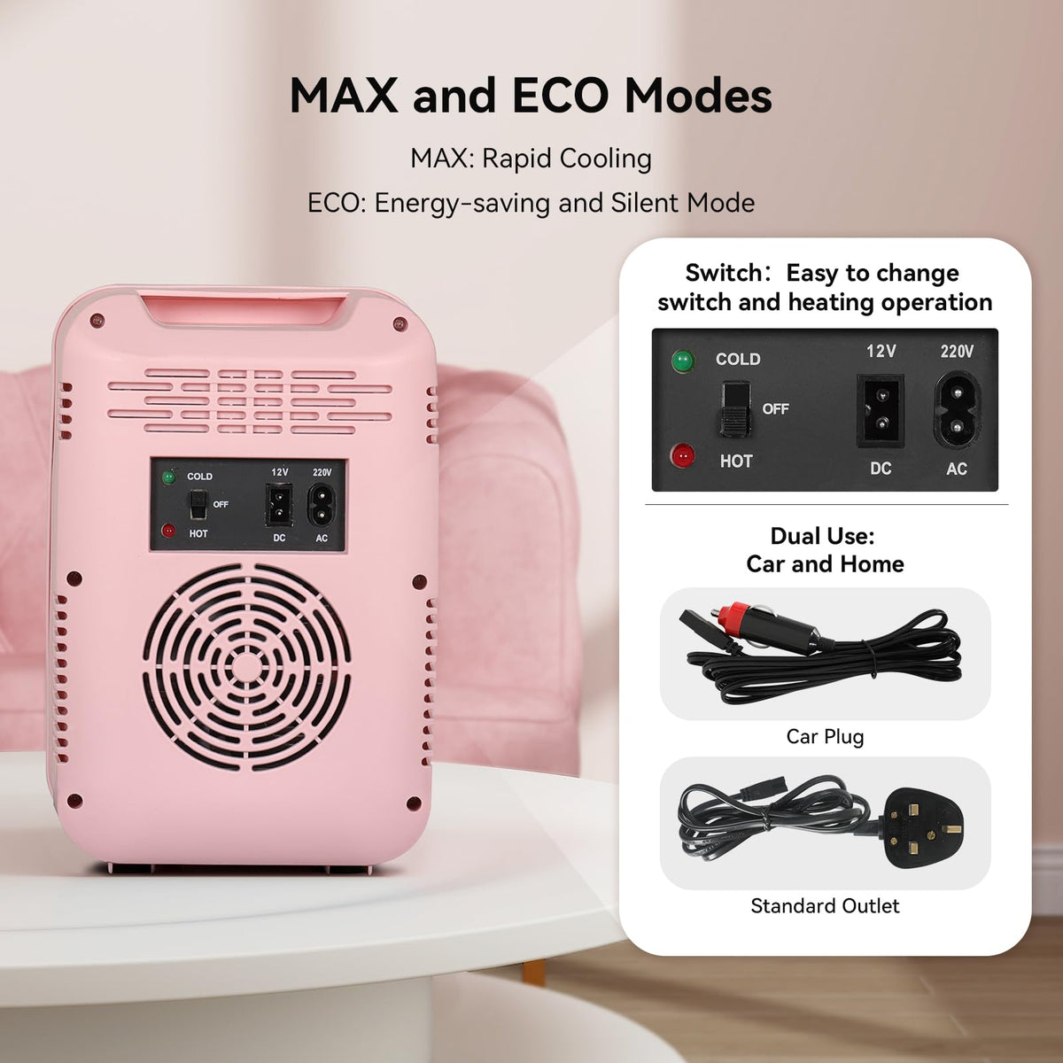 4 Liter Mini Fridge with Dimmable LED Mirror, AC/DC Skincare Fridge