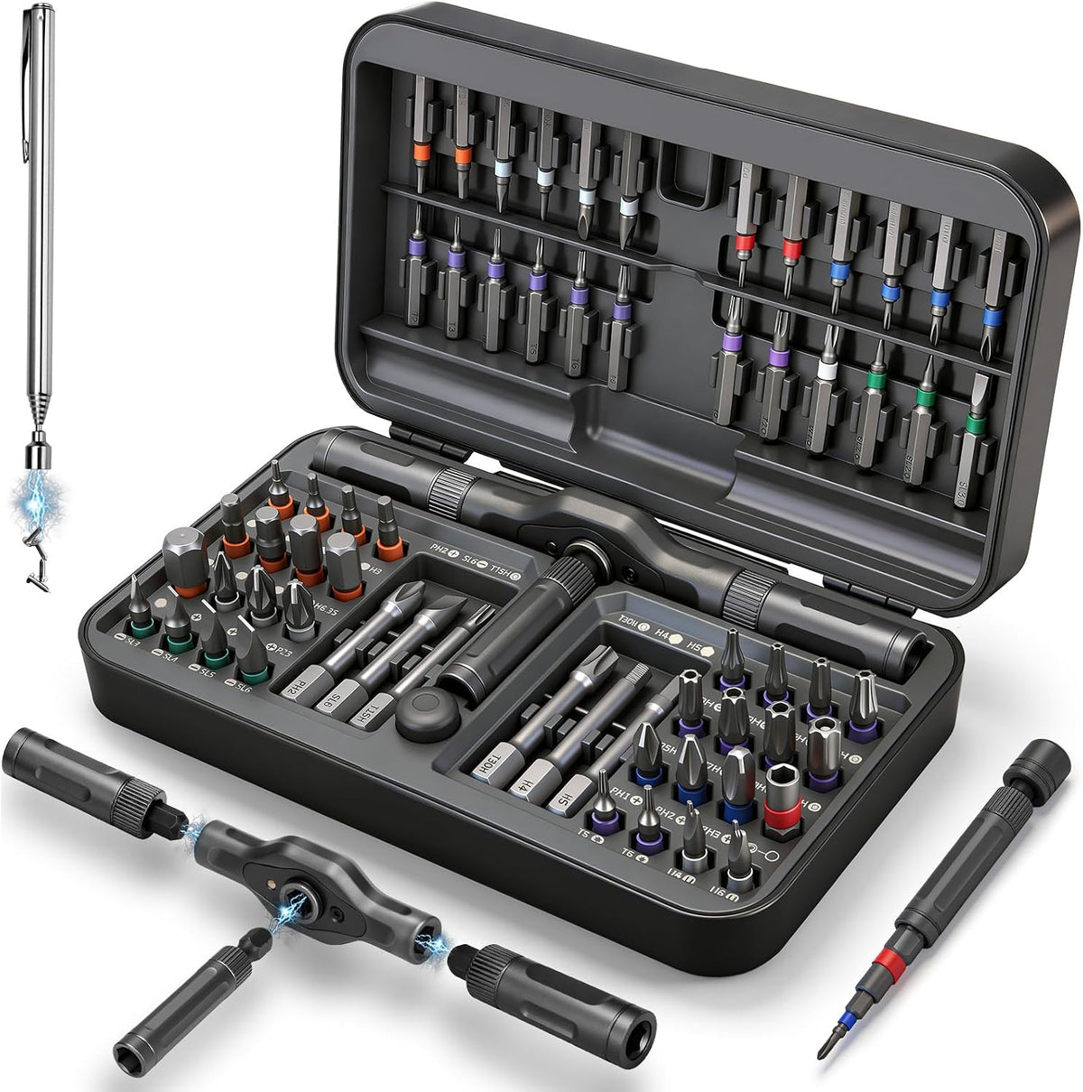 KELIN 68 in 1 Magnetic Ratchet Screwdriver Set, Multi Bit Ratcheting Torx Screwdriver Sets, Nut Drivers, Gifts for Men Who Have Everything, Stocking Fillers for Men Gifts for Him Dad