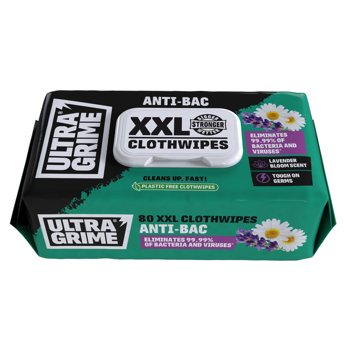 UltraGrime Antibacterial Wet Wipes Alcohol-Free Antiseptic Heavy-Duty Cleaning Cloths & Hand Wipes - Multi-Purpose Kitchen, Toilet, Floor & Surface Cleaning - Extra Large Cloth Wipes (Pack of 80)