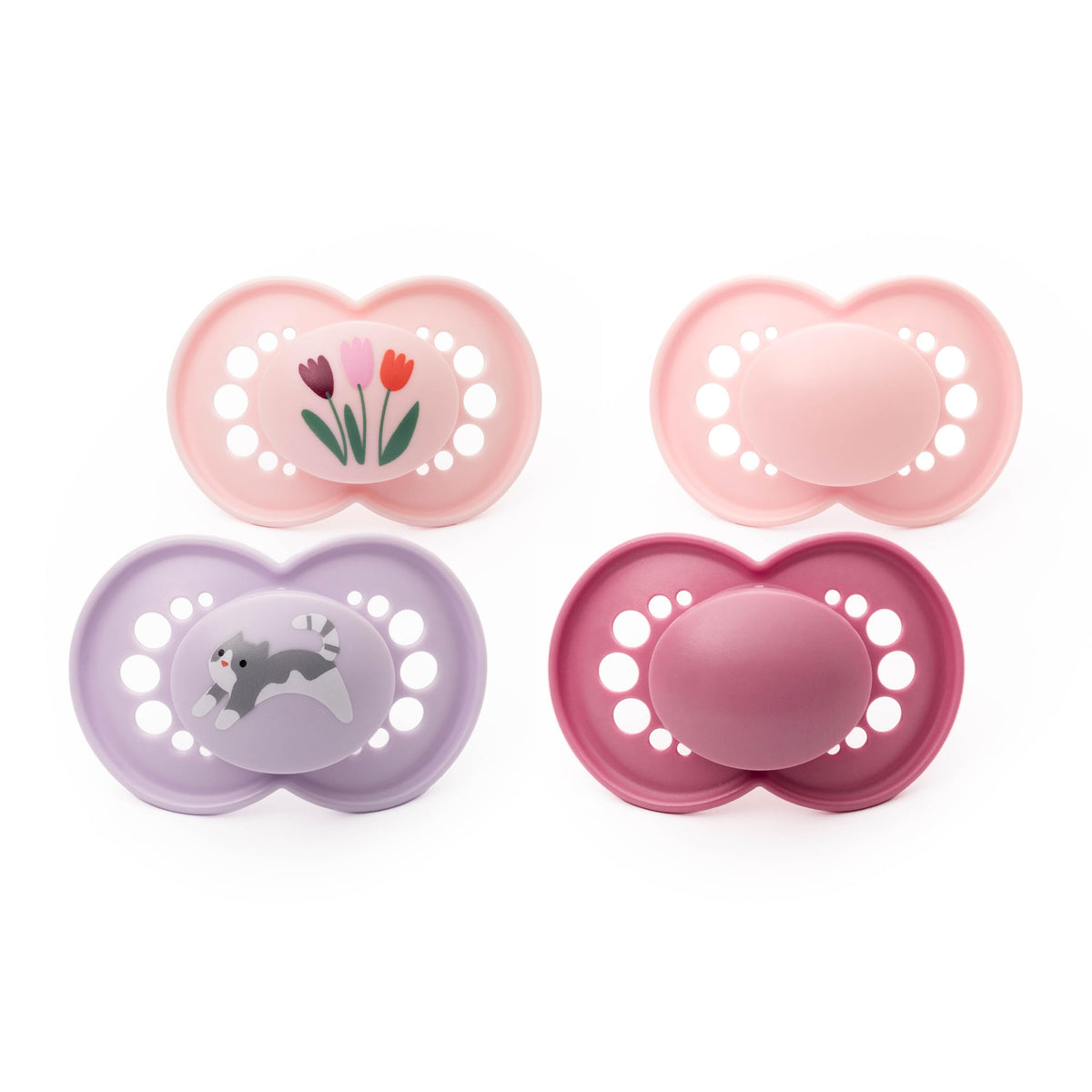MAM Original Day & Night Dummies, 6-18M, 4 Pack, Orthodontic, Pink