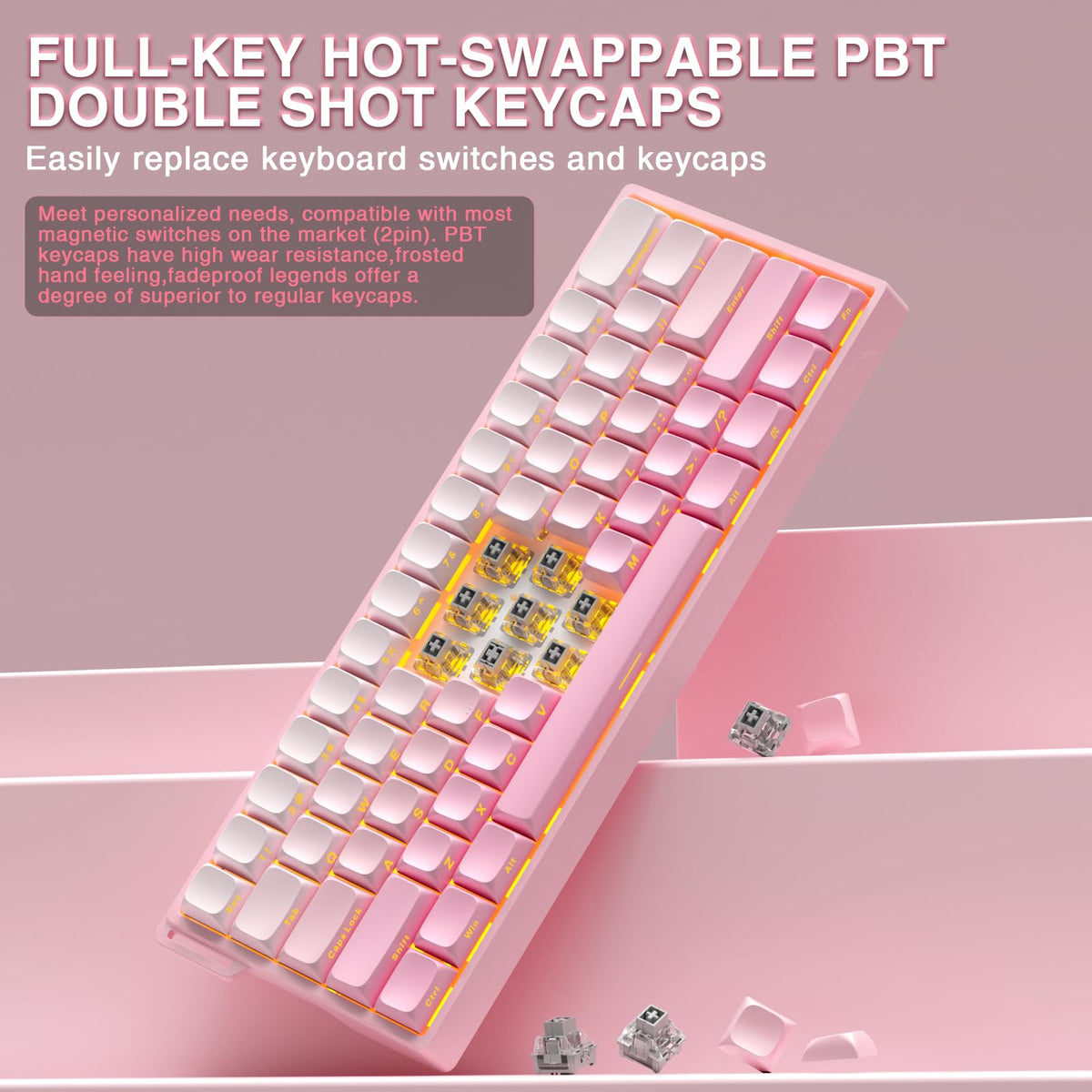 AULA WIN60 HE Mechanical Gaming Keyboard Wired,Hall Effect Magnetic Switches,Adjustable Actuation Rapid Trigger,8K Polling Rate,RGB Backlight,60% Percent Keyboard for Mac/Win (BLACK) (Pack of 2)