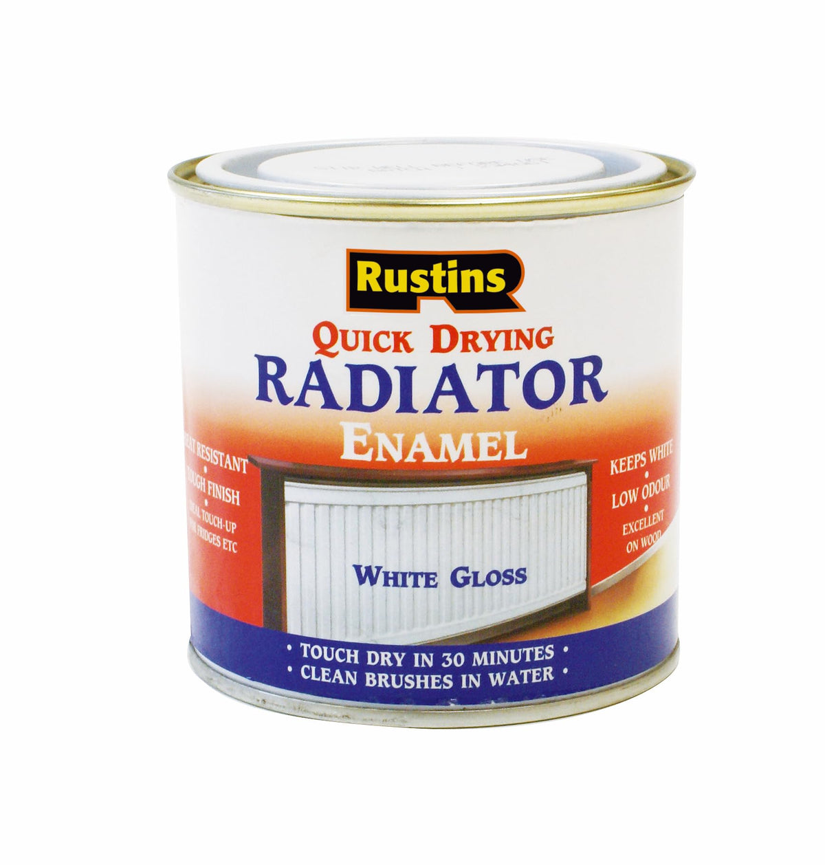 RUSTINS Quick Drying Radiator Enamel Satin - Black 500ml – Durable, Long-Lasting Finish for Radiators That Stands the Test of Time