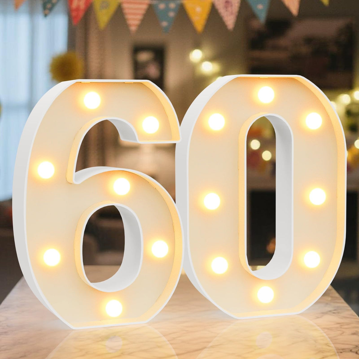 Ledido Pink Glitter Light Up Number 80 for 80th Birthday Decorations