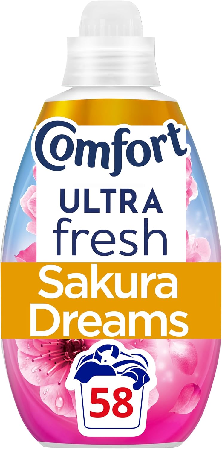 Comfort Ultra Fresh Fabric Conditioner Sakura Dreams, 58 Washes (870 ml) – Infused with Essential Oils, Long-Lasting Fragrance