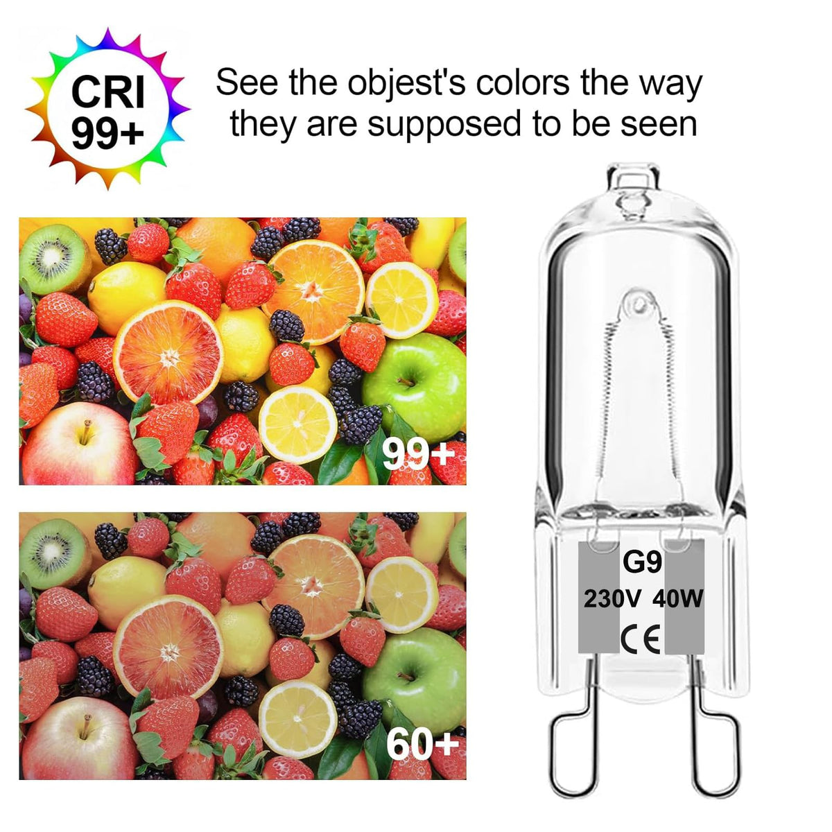 G9 Halogen Bulbs 33W, G9 Halogen Light Bulbs Warm White 2700K, Capsule Bulb Dimmable 230V for Ceiling Lights, Crystal Lamps, Chandeliers，Ovens, Microwave, Non Flicker,6 Pack