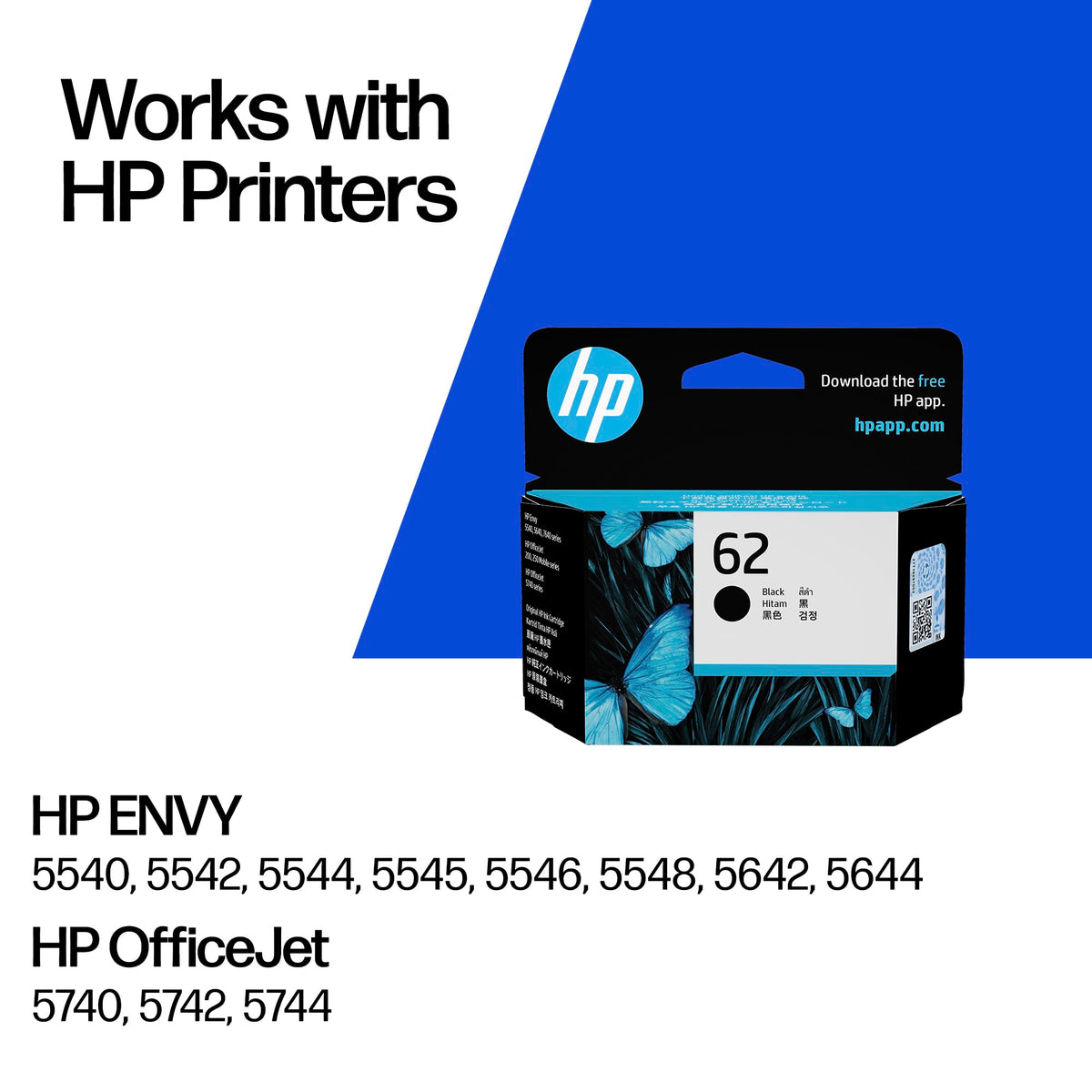 HP 62 Black & Tri-colour Original Ink Cartridges 2-Pack