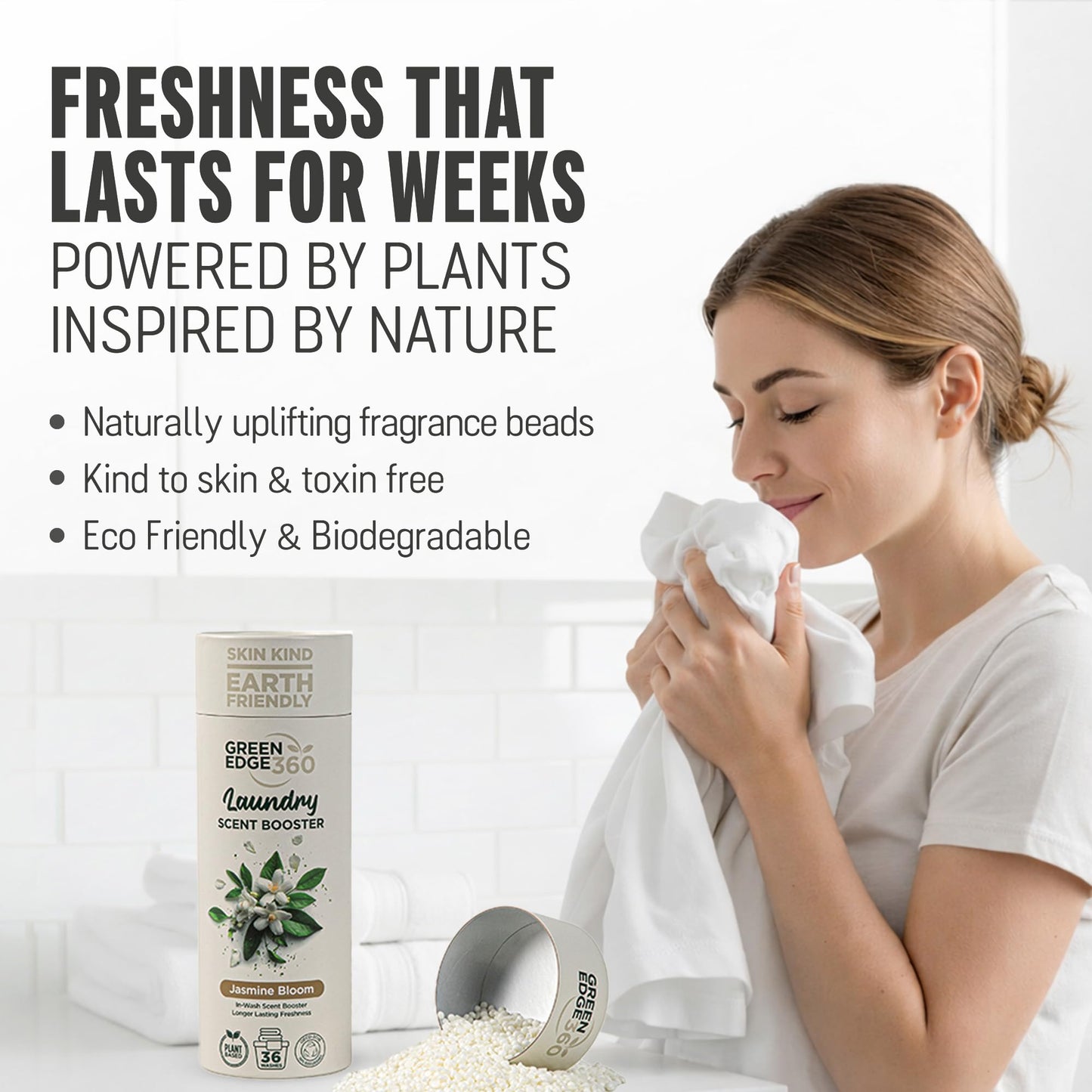 Green Edge 360 Long Lasting in Wash Scent Booster Beads 750g Premium Natural Laundry Perfume Plastic Free Scent Beads Biodegradable Eco Friendly (Forest Fresh)